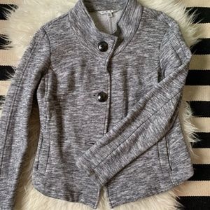 CAbi Hourglass Sweatshirt flattering blazer detail